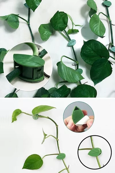 Кабелни клипове с дизайн на листа Lu, регулируеми за растения и лози, с лепило