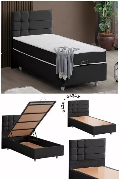 Double Bed Set in Alma, Single Bed Base and Headboard Set