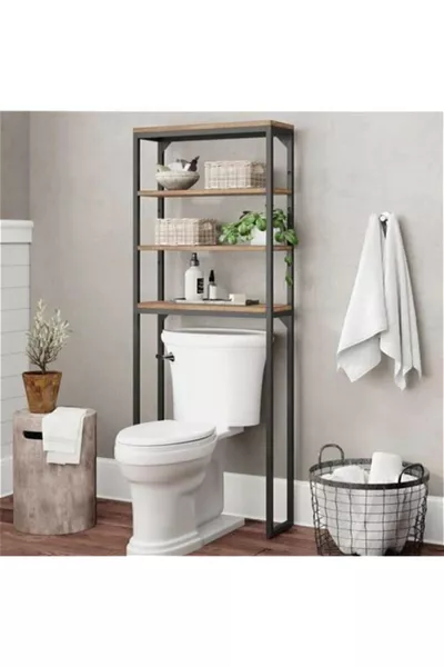 Houten plank achter wc Badkamertoiletorganizer Plank boven wc 3-laags badkamerorganizer