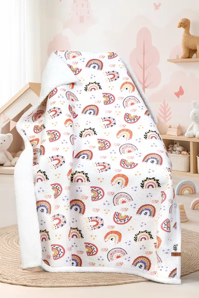 Couverture pour bébé Fluffy  cm Bleu poudre, gigoteuse, poussette, double face, en laine d'agneau 