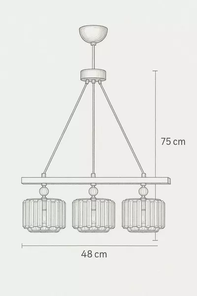 Lustre Erguvan à 3 branches en chrome