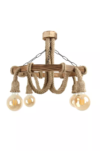 ثريا خشبية زخرفية بحبال طبيعية للصالون والشرفة والمقهى والفندق والكميلة