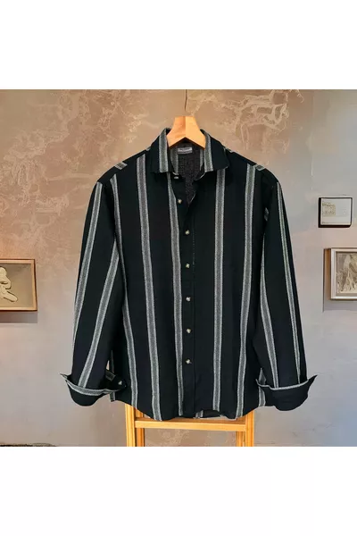 Chemise Homme Oversize en Lin à Col et Manches Longues d'Été