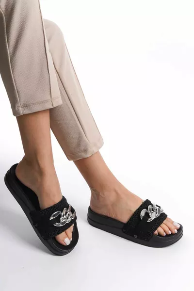 KORBGEFLECHT SCHWARZ SILBER HAUSSCHUHE