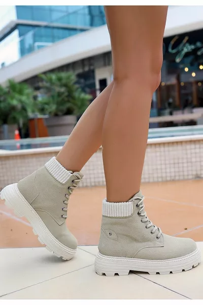 Olli Bottes à lacets en nubuck beige foncé