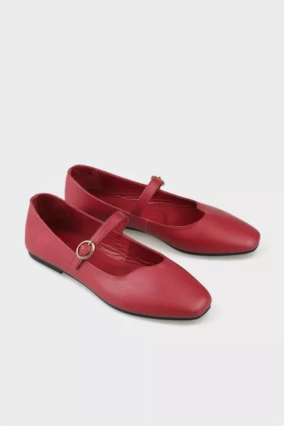 Ballerine da donna in pelle bordeaux