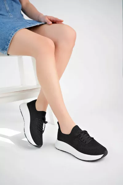 Talon rembourré Chaussures en tricot noir