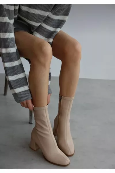Pensa Kısa Topuklu Streç Bot- BEJ