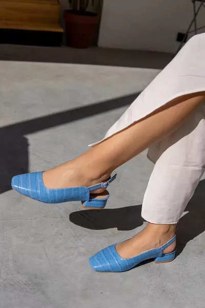 ماكي بلو كروكو منقوشة نسائية باليه مسطحات