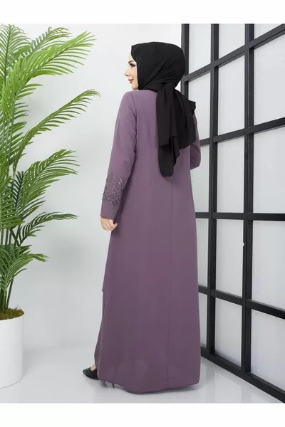 ANNE abito da sera plus size con scollo e manica con pietre glitterate ricamate