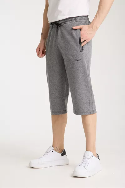 Shorts longs pour hommes en anthracite avec poches latérales et arrière, longueur genou, taille ajustable