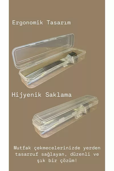 Multix 6-Piece Spoon Storage Container Fork and Spoon Carrying Set Multi-Purpose Organizer Box with Lid