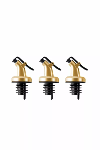 Gold Color Oil Dispenser with Non-Drip, Leak-Proof Cap - Set of 3