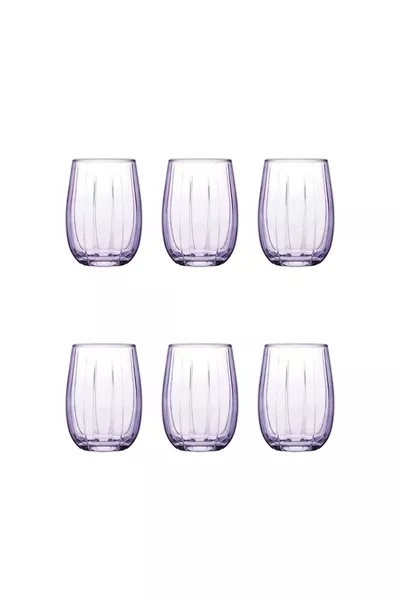 Чаша за вода Linka, лилав цвят,  мл, комплект от 6