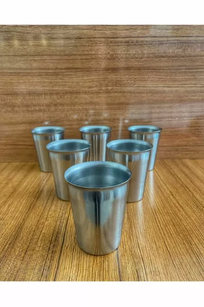 6 Adet Çelik Bardak , 6 Lı Krom Su Bardağı, ml Paslanmaz Kararmaz,