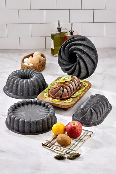 Set de 4 Moules à Gâteau Mega – Durable, Antiadhésif et Élégant - Gris