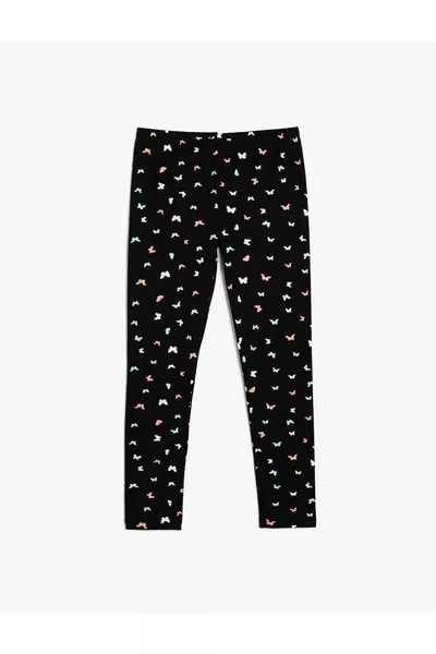 Leggings mit Schmetterlingen, elastischer Bund, aus Baumwolle