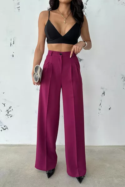 البرقوق مطوي النسيج بالازو السراويل