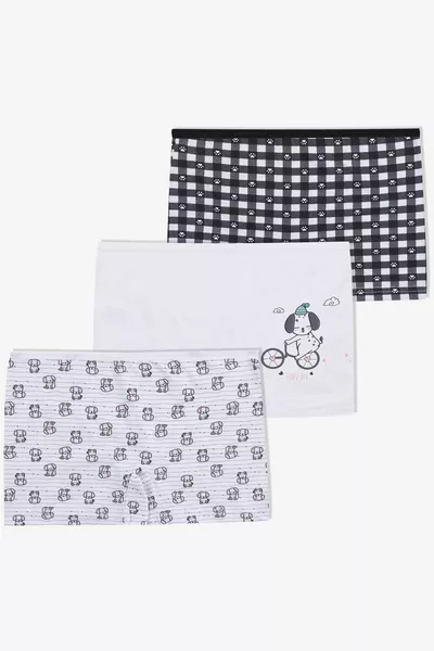 Girls' 3-Pack Cute Dog Print Boxer