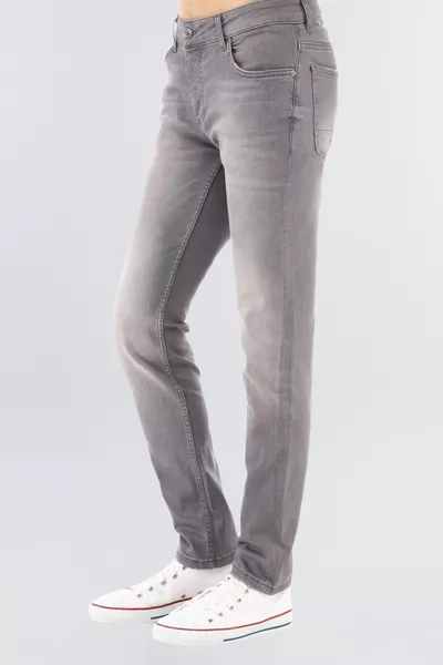 جينز جوي بقصة ضيقة للجسم، خصور عادية، بنطال جينز مرن، -رمادي فاتح