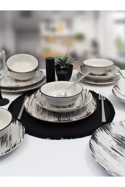 Anka  предметов набор для еды на 6 персон - с узором, черная сетка