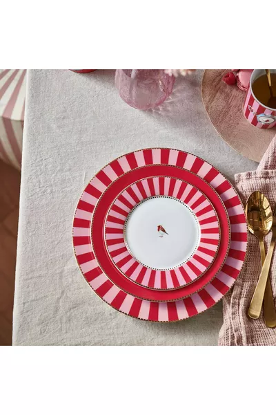 Love Birds Red Pink Porcelain Cake Plate  Cm