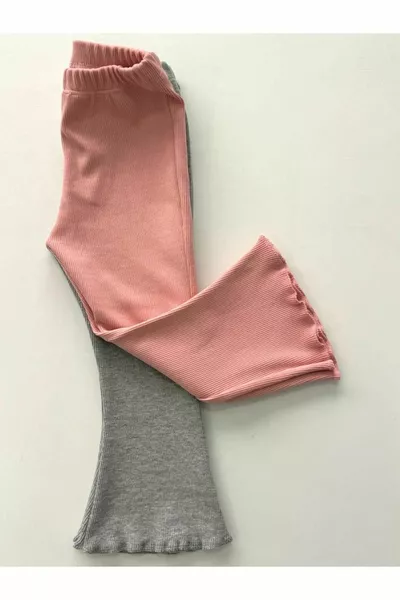 2 шт. для девочек: трикотажные лосины с высокой талией из кашкорсе, широкие брюки испанского фасона, одна деталь