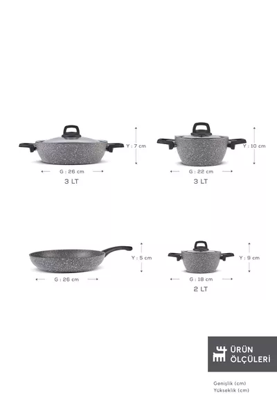 Ensemble de casseroles Gris Biogranit 7 pièces