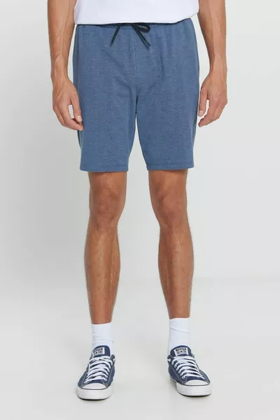 Herren Indigo Melange Standard Fit Normal Fit Baumwolle Casual Strickshorts