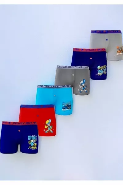 بوكسر للأولاد من القطن % مع إيلاستان، حزمة تحتوي على 6 قطع