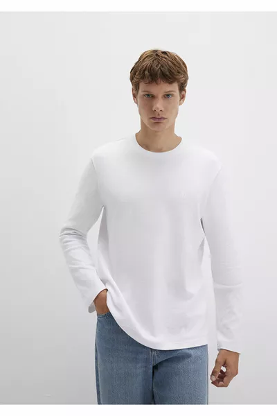 Long Sleeve White Basic T-Shirt Slim Fit / Slim Cut 