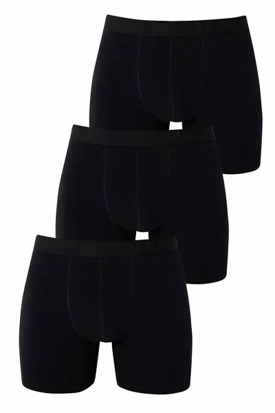 3-Pack Men's Black Long-Leg Cotton Stretch Boxers
