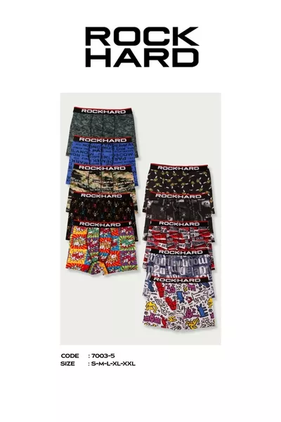 Boxer homme Koza, lot de 6 colorés à motif Rock Hard