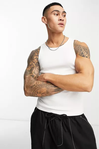 Мужская майка без рукавов облегающая тонкая летняя