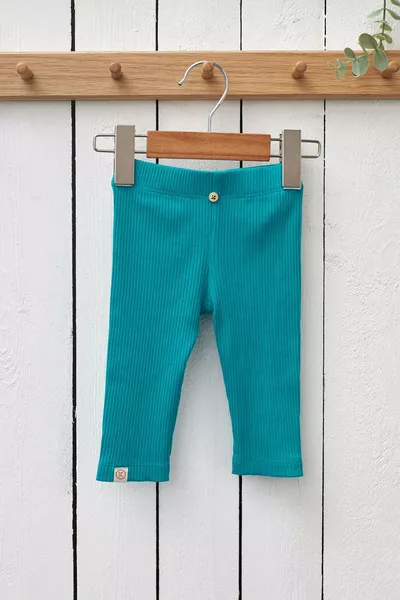 Gerippte Basic Kinderleggings Grün