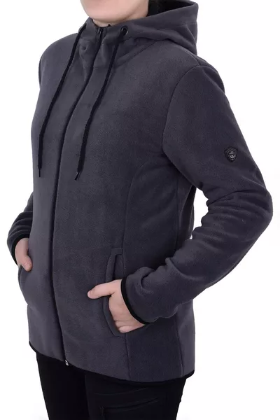 Женская флисовая толстовка с капюшоном и молнией, цвет дымчатый