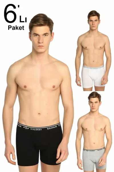 Erkek Karışık Renk 6'lı Paket Likralı Boxer  