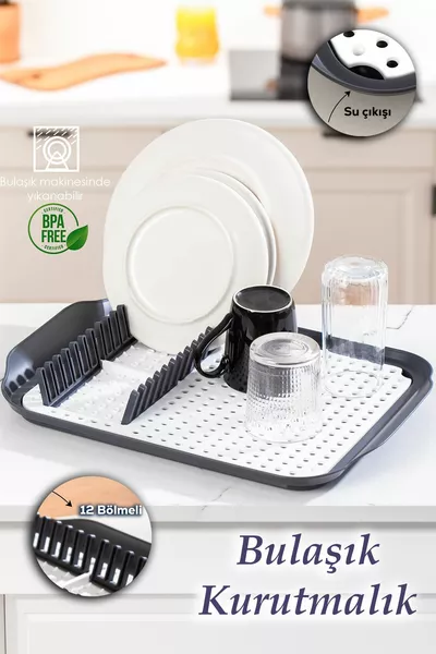  Çok Amaçlı Bulaşık Tepsisi Bulaşıklık Tezgah Üstü Kurutmalık Durulama Matı Bulaşık Sepeti