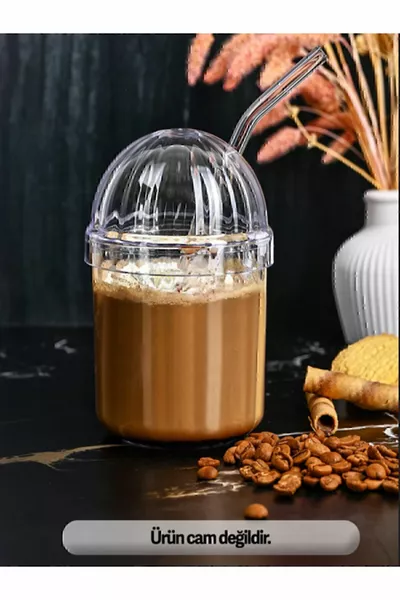 4 BICCHIERI DI CRISTALLO CON CANNUCCIA IN VETRO, BICCHIERE DA CAFFÈ FREDDO, BICCHIERE DA LIMONATA, BICCHIERE PER BEVANDE ANALCOLICHE