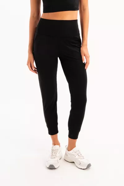 Jogger noir pour femme taille haute avec ceinture élastique, poches et coupe confortable - Beat