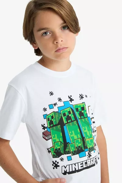 T-shirt à manches courtes col vélo pour garçon Minecraft SM