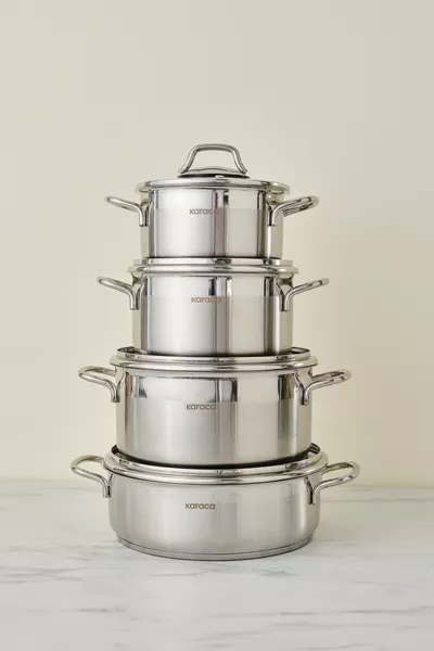 Belen 8-Piece Steel Cookware Set with Induction Base