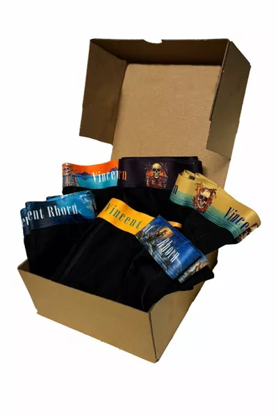 Мужские хлопковые эластичные боксёры, набор из 6 штук, Skull Havana и Olympos