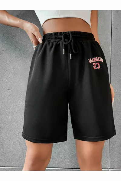 Short à cordon taille à motif lettres