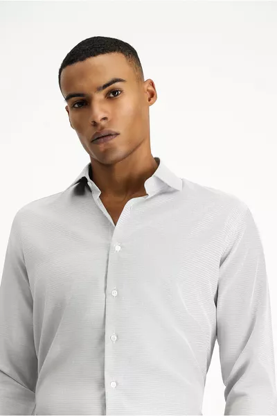 Langemouw Slim Fit Slim Fit Klassiek Patroon Katoenen Makkelijk Strijkbaar Overhemd