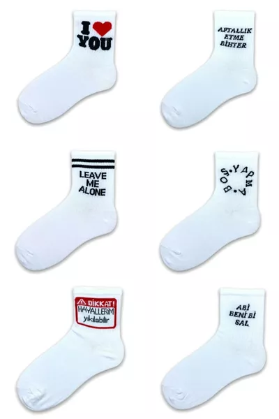 Men's Sock Long Socks Women's Towel Colorful Patterned Socks 6 Pieces