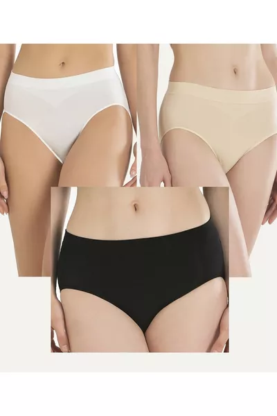 3 قطع من سروال داخلي ملون بدون خياطة 