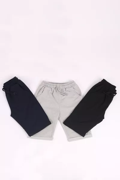 3-Piece Boys' Basic Double Cuff Pocket Shorts Capri