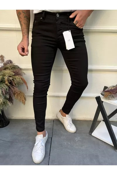 Herrenhose Skinny Fit mit Stretch, schlicht, schwarz