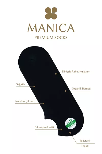 جوارب سنيكر رجالية من الخيزران 6 أزواج - أسود